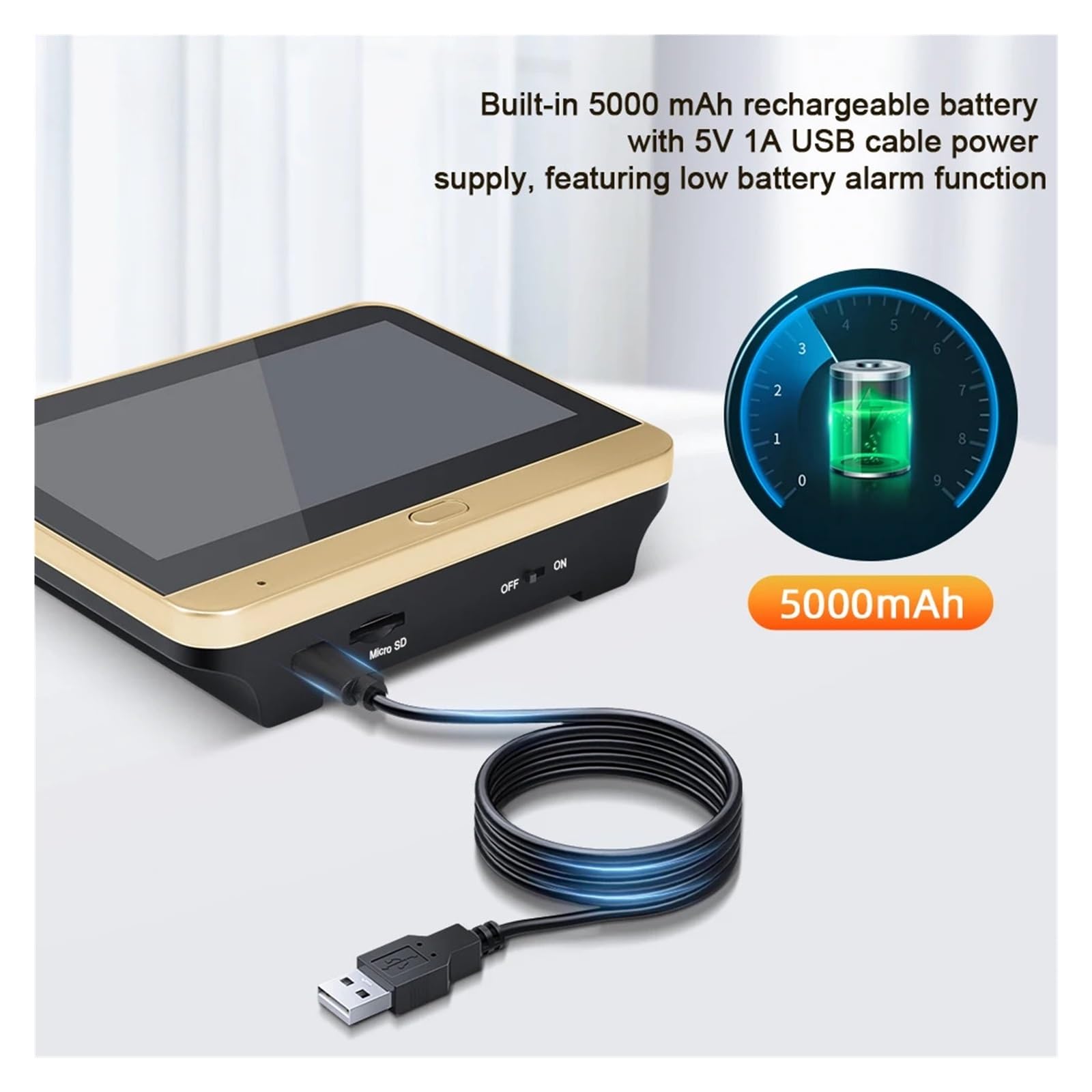 Sonnette Judas vidéo, Batterie 8000mAh, visionneuse de Porte numérique(Doorbell 32G)