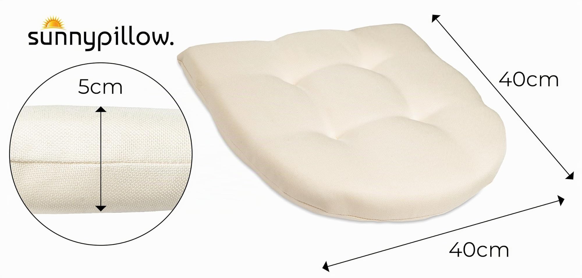 Sunnypillow Set da 4 Cuscini Sedie Cucina 40x40x5cm Seduta Interno Esterno Giardino Cremoso