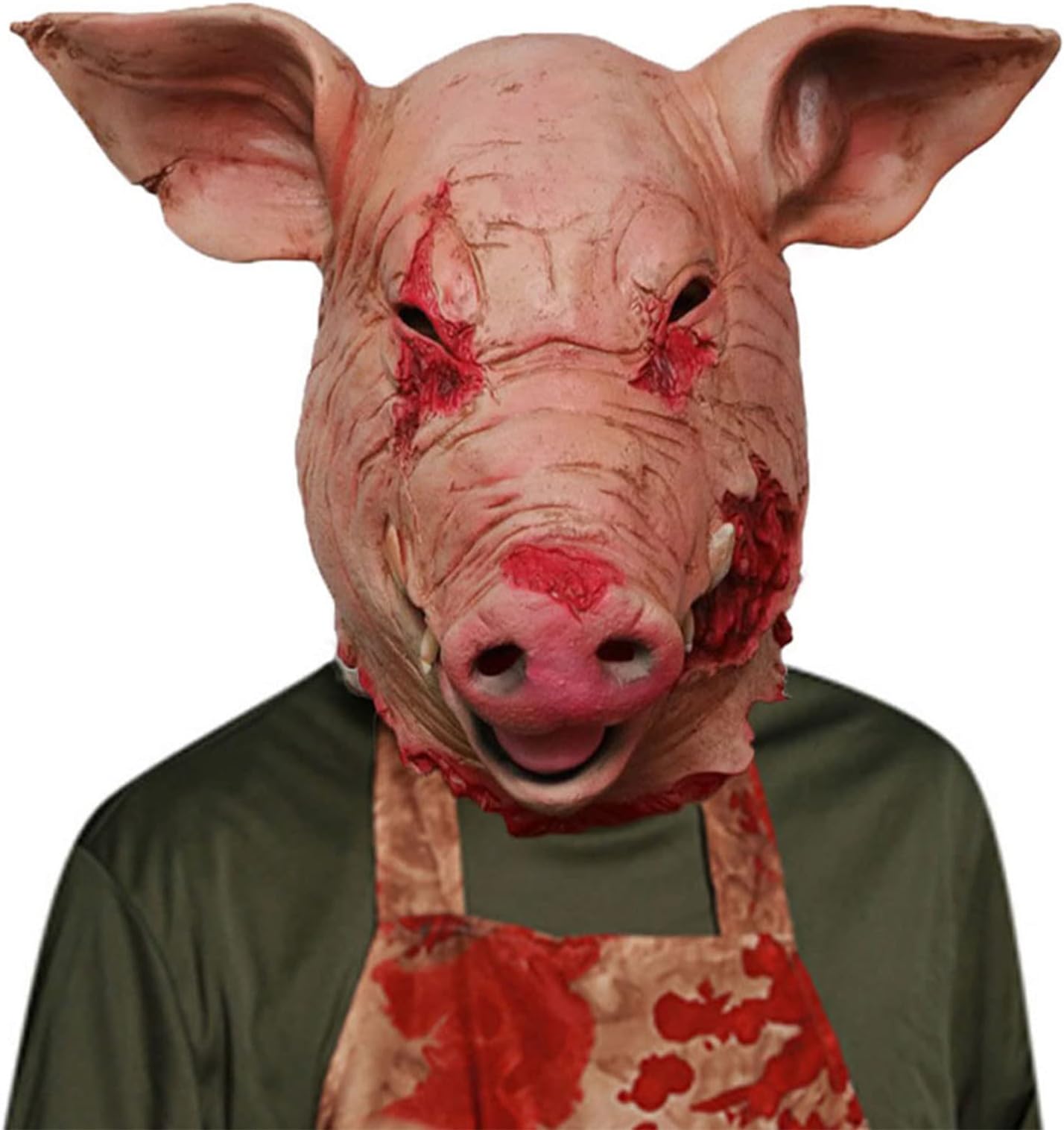 Scary Pig Mask Halloween Latex Animal Mask Masquerade Costume Cosplay Props Bloody Pig Head Butcher Creepy Adult Mask