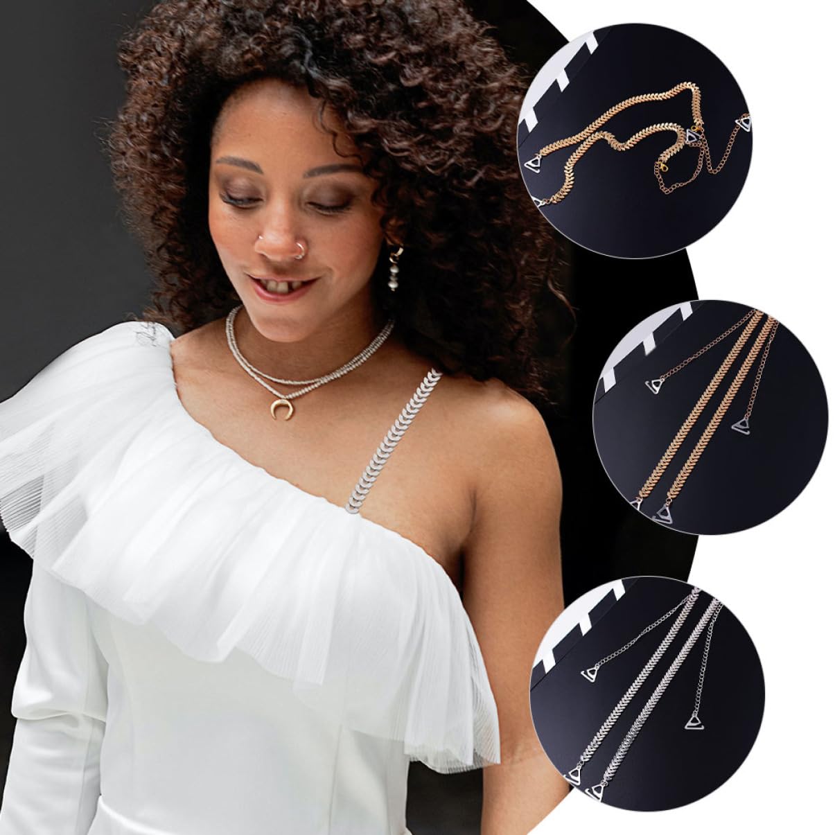 Beavorty 2paia Spalline Decorative Per Reggiseno in Metallo Spalline Di Ricambio Per Catenelle Per Reggiseno Da Donna Per Vestiti Formali e
