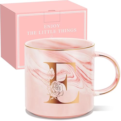 Uwingess Personalized Gifts for Women Coffee Mug, Initial Customized Gift Monogrammed A-Z Coffee Mug 12 OZ, Christmas Anniversary Birthday Gifts for Women Mom Grandma Friend Sister Wife(E) - E