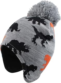 Pesaat Baby,Clothing,Baby Boys 0-24m,Accessories,Hats & Caps Dinosaur Baby Hat Scarf Knitted Kids Beanie Toddler Boys Girls Winter Hats Fleece Lining Beanies with Pompom
