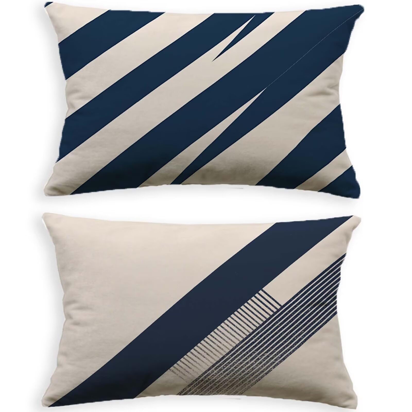 Taie oreiller 40x70 cm en velours bleu marine avec fermeture éclair