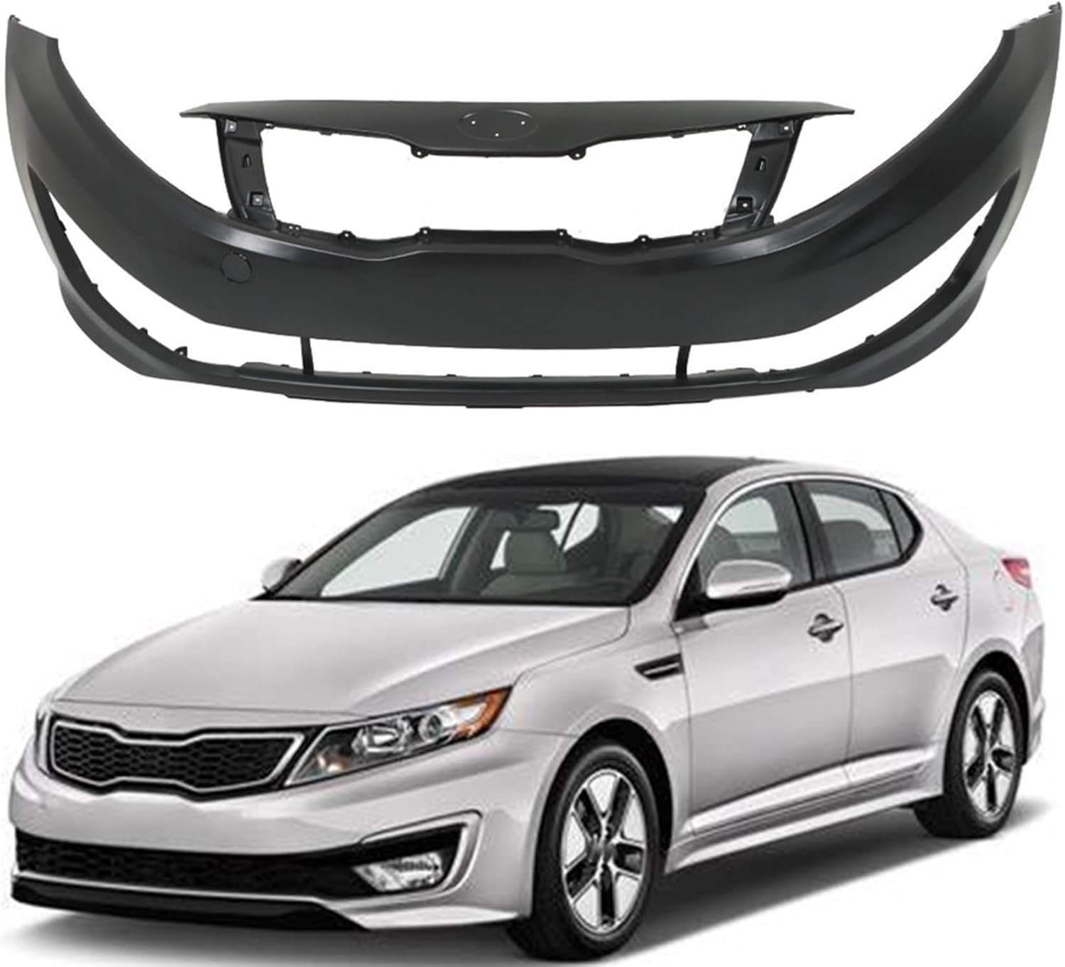 GXYWADY Front Bumper Cover Fascia Without Sensor Holes Replacement for 2012 2013 Optima EX LX 12 13 Replacement for KI1000161 865114C000 without Tow Hook Hole