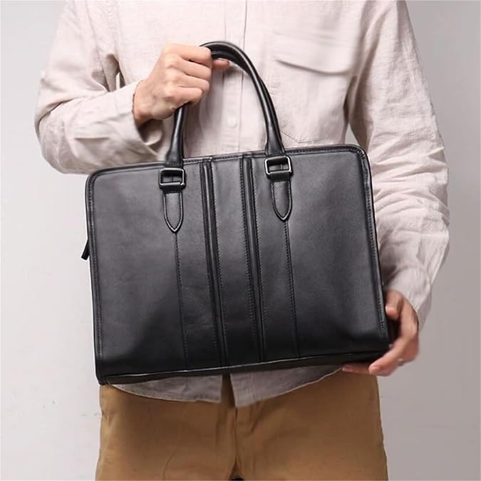 work bag Leather Laptop Bag For Men 14 Inch Briefcase Waterproof Computer Handbags Shoulder Crossbody