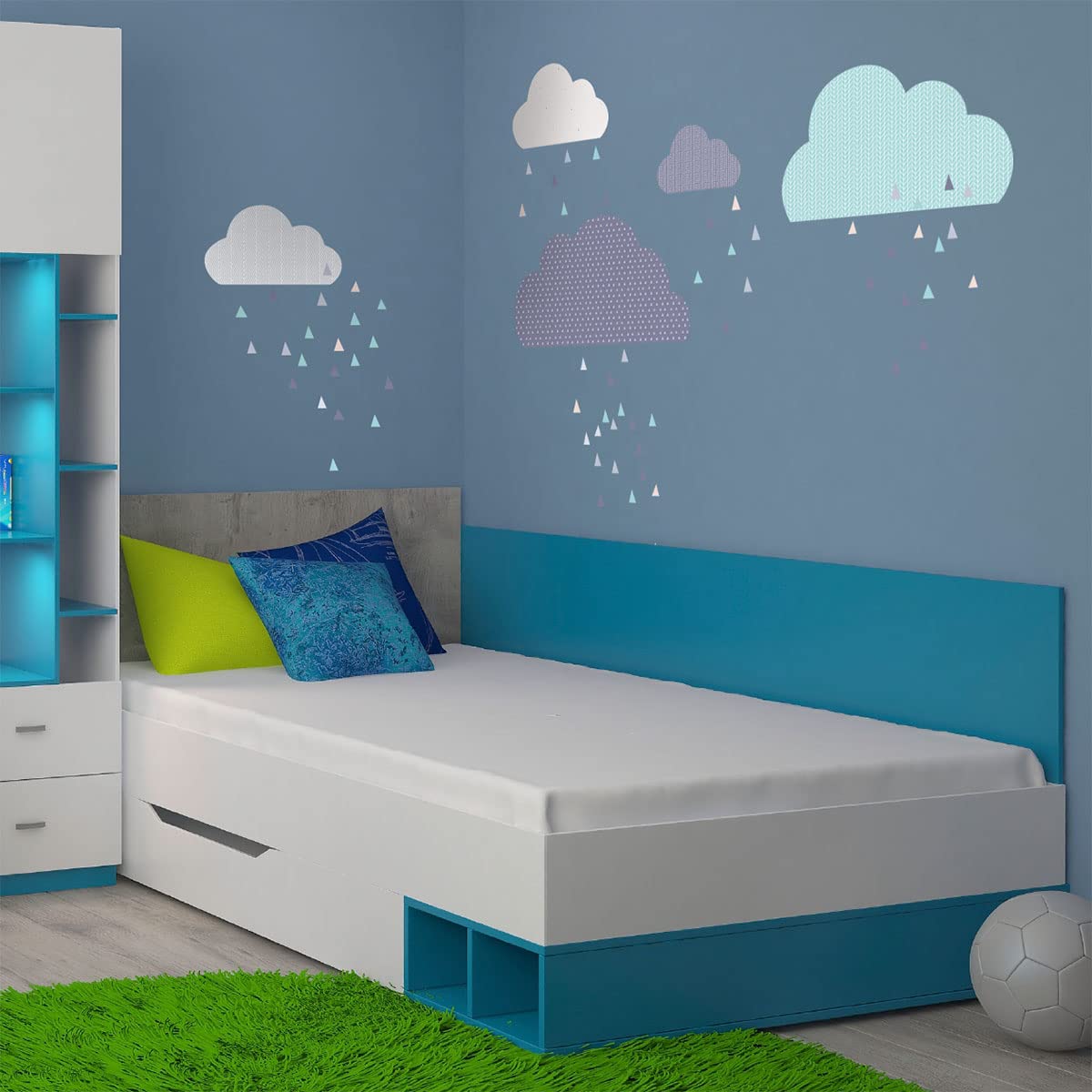 Adhesivo decorativo para pared infantil, diseño de nubes escandinavos, 60 x 70 cm