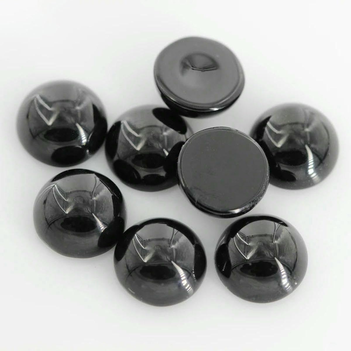 Runde Glasperlen, Cabochon-Schliff, flache Unterseite, lose synthetische Edelsteine für Schmuck, Größe 8 mm, 10 mm, 20 mm, Schwarz-Rot-Cabochon, 6,0 mm, 200 Stück