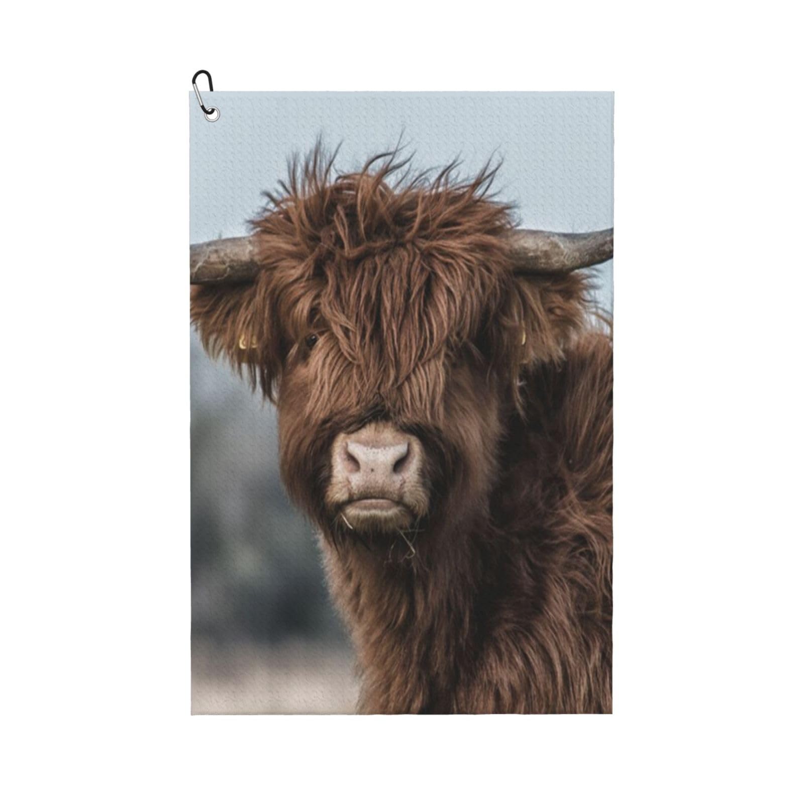 Hnnkloy Highland Cow Scottish Wildlife, 16x24 in Portable Waffle Golf Towels with Carabiner Clip for Golf Bag