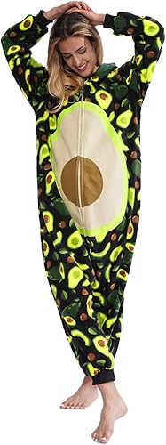 Miniatura 4 de vavalad Adult Avocado Onesie Pajamas Costume Fruit One Piece Pajamas Cosplay Jumpsuit for Women and Men