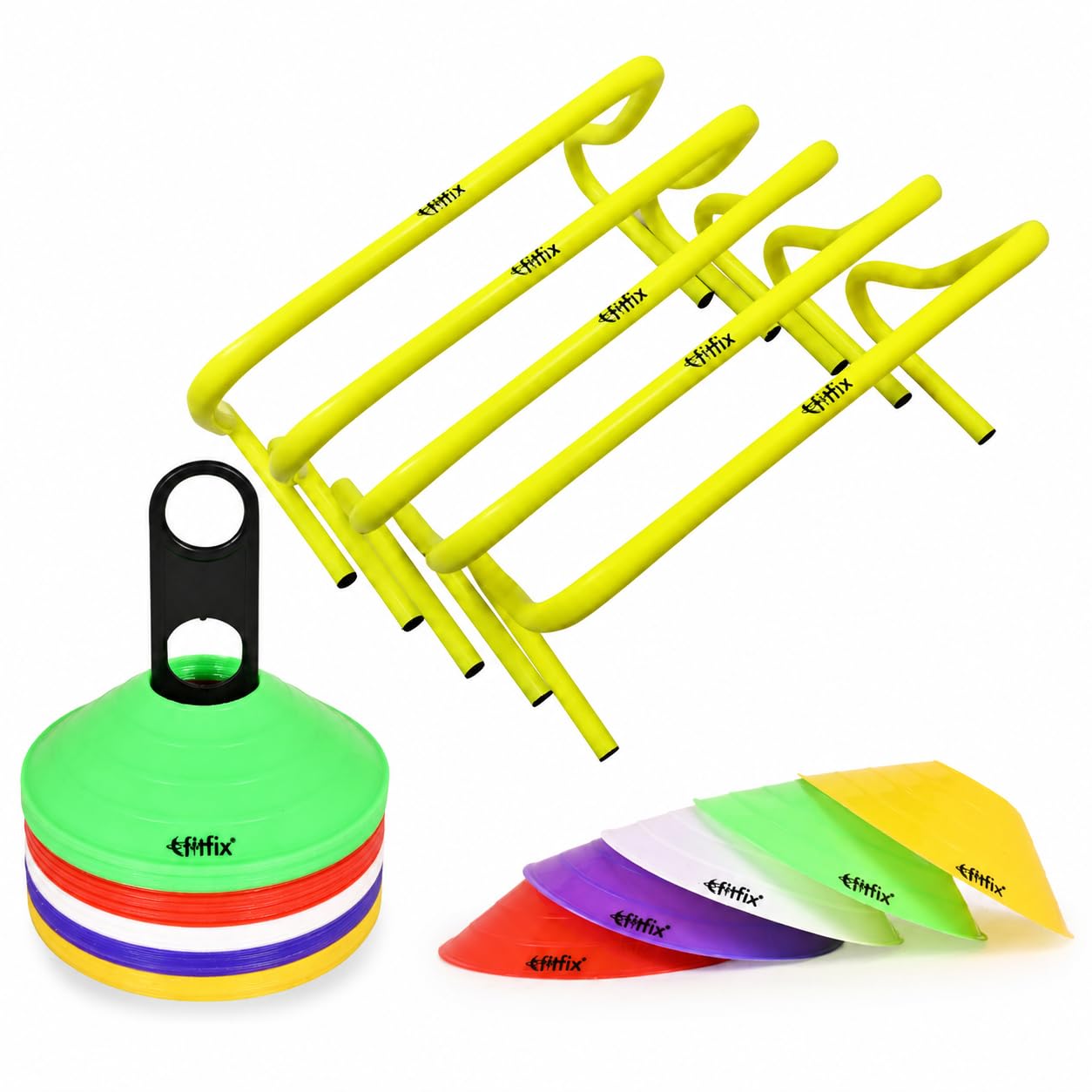 Fitfix® Essential Agility Training Kit: Hurdles and Cones 5X 12-Inch Hurdles and 20x Saucer Cones for Superior Performance-image-13