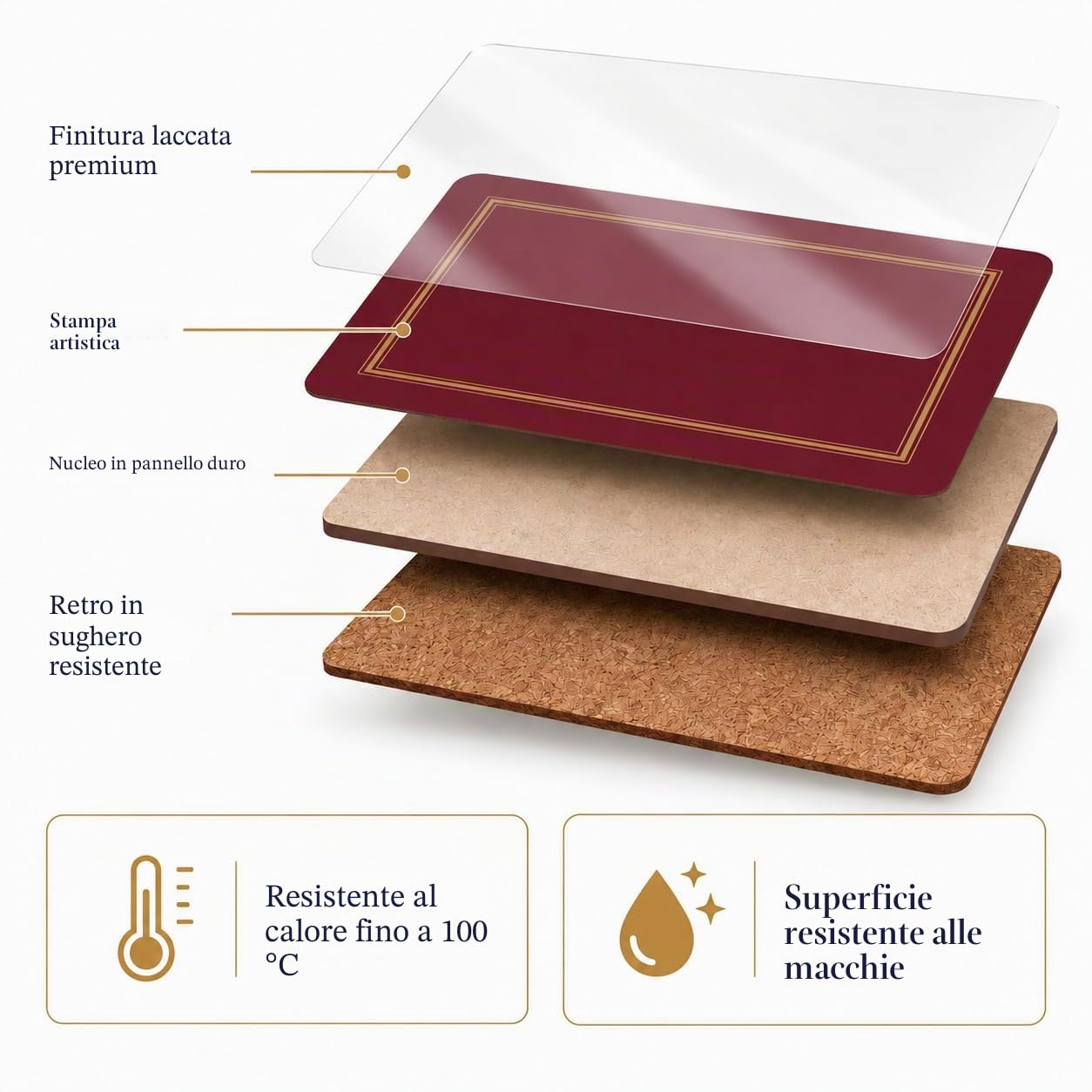 Classic Burgundy - Sottomano, 4 pezzi, colore: Rosso