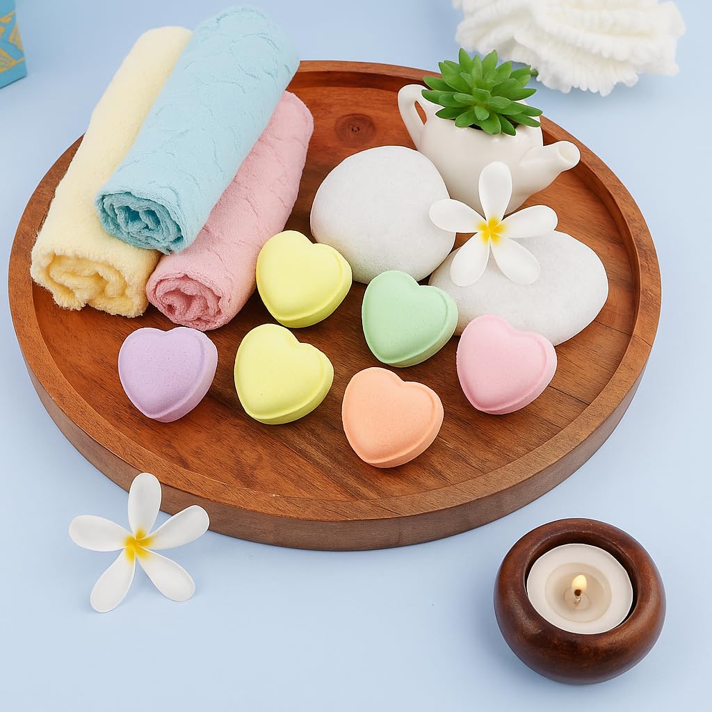 HOME BOUTIQUE Heart Bath Bombs for Women & Kids - 15 Pack Relaxing & Moisturizing Bubble Bath Bombs with Essential Oils - Gift Set for Spa & Stress Relief (Mix) - Image 2 thumbnail