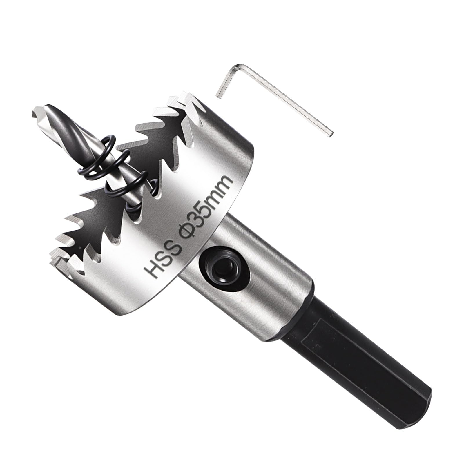 METALLIXITY Hole Saw 35mm (1-3/8"), 4341 High Speed Steel Hole Cutter with Center Drill Bit, Hex Key and Spring