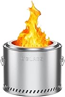 GOLABS FP1 Smokeless Fire Pit 19.5" Portable Stainless Steel - Removable Ash Pan, Fire Poker, Easy Clean for Backyard Camping