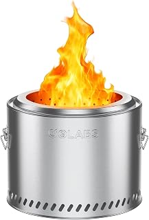 GOLABS 19.5" Smokeless Fire Pit - Portable Stainless Steel Outdoor Firepit with Ash Pan, Fire Poker & Carry Bag for Backyard Camping