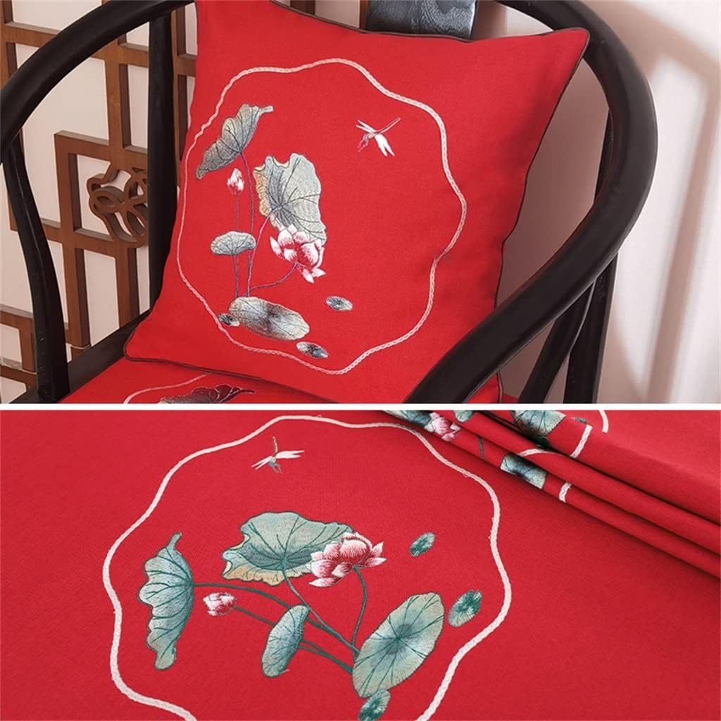 HBJWOV Embroidery Pattern Cushion Cover Sofa Pillow Chinese Embroidered Decorative Cushions Flower(Black)