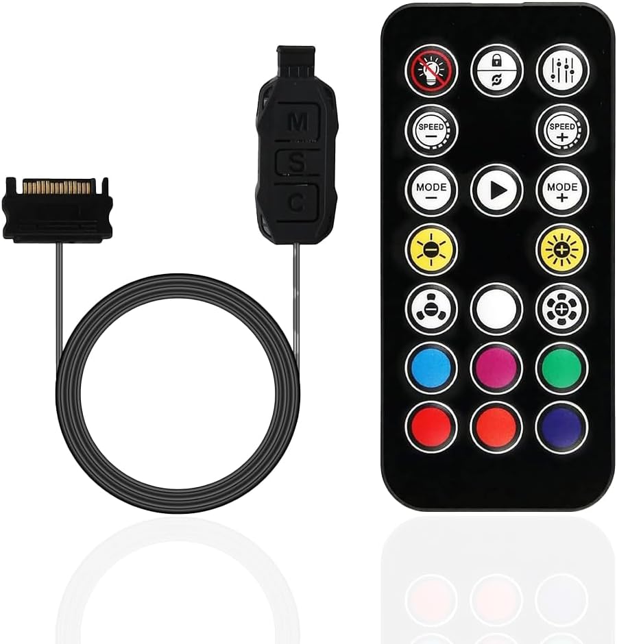 ZORBES® 5V 3-Pin ARGB LED Strip Controller with Remote, Addressable RGB Light Control Hub for Cooling Fan, Personalized Light System, 215 Dynamic Modes, for PC Case, Gaming Setup, DIY PC Light