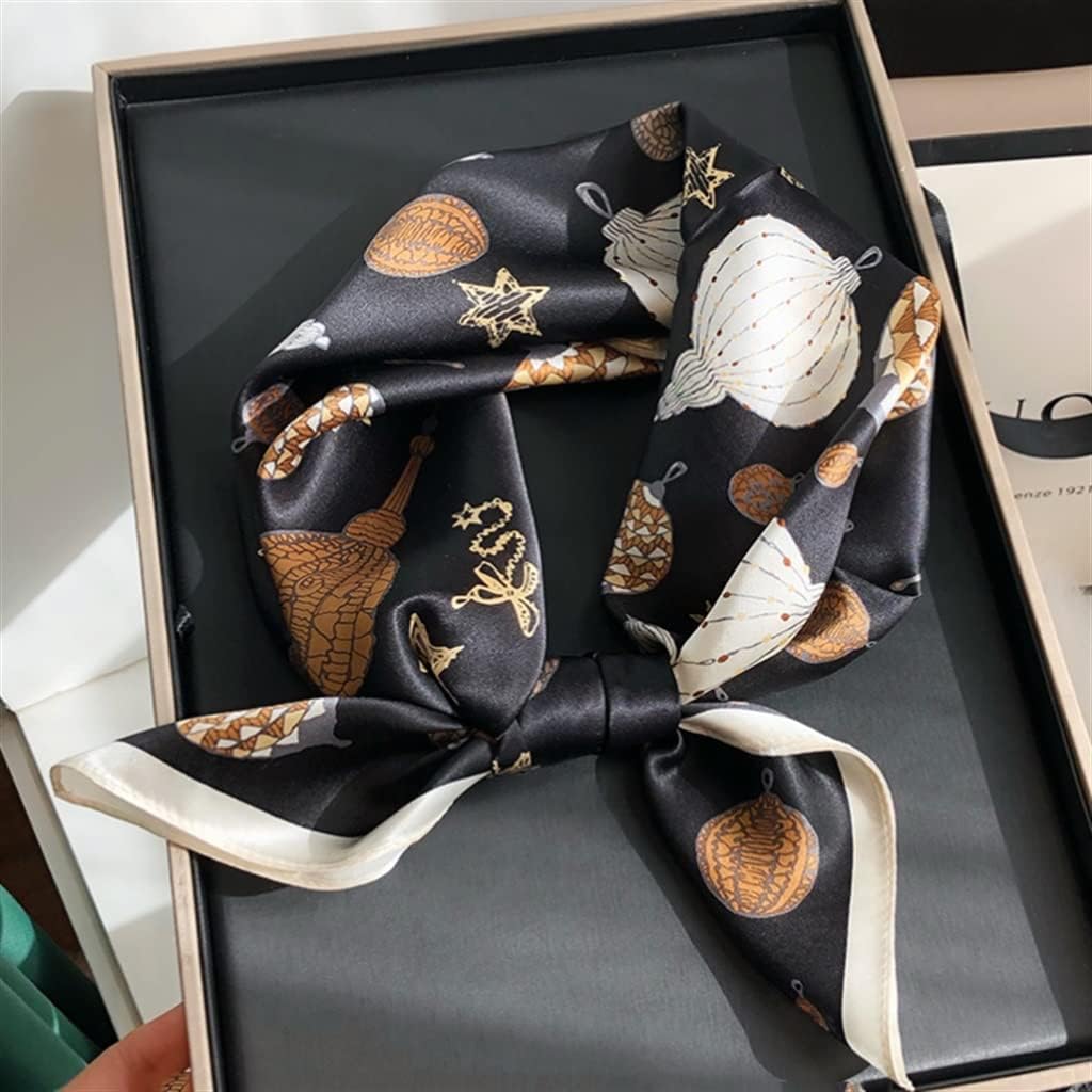 Women's Versatile Silk Scarf Square Scarf Fashion Warm Small Scarf to Protect Cervical Spine
