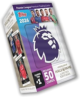 Topps Premier League 2026 - Debut Edition - Hall of Fame Super Tin #1. Contains 50 cards plus 3 Hall of Fame LE cards.