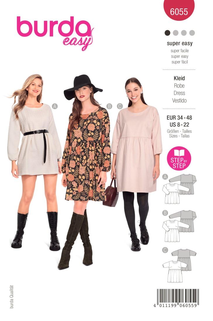 Burda Super Easy SEWING PATTERN 6055 Misses' Dresses Sizes 8-22