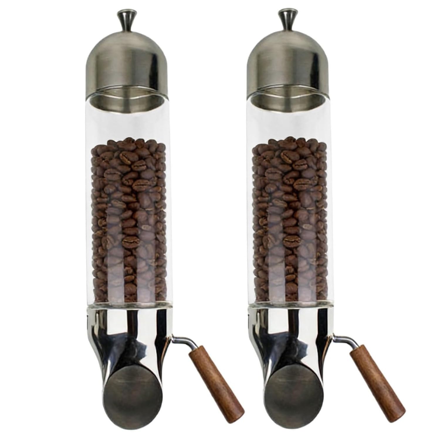Dispensador de Pared para Granos de café Silver42cm-2Pack | contenedor almacenamiento gran capacidad, exhibidor redondo hermético para cafeterías comerciales,cocinas domésticas y bares