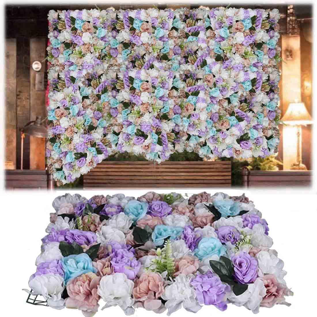 Panneau de fleurs artificielles 3D et toile de fond murale florale pour fete 60cm
