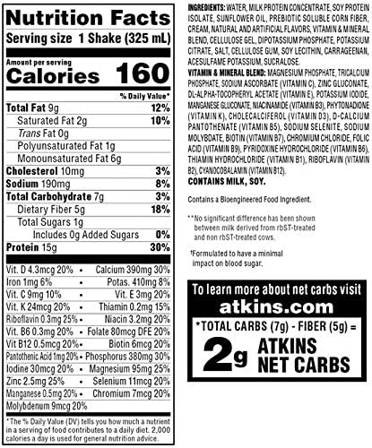 Atkins Creamy Protein-Rich Shake With High Protein, Vanilla, 11 Fl Oz (Pack of 12)
