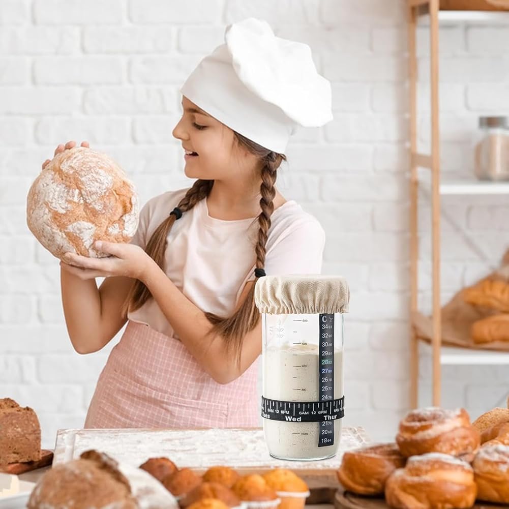 Kit de fermentation de pain au levain avec bandes d'alimentation et paniers d'épreuvage
