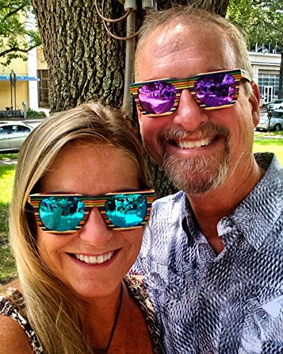 Wood Sunglasses | Polarized Lenses | Multi-Colored Layered Rainbow Vintage Wooden Frame Men Women2