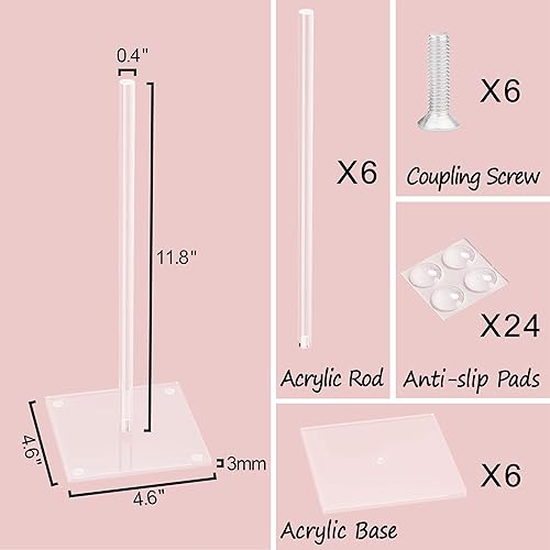 Miniatura 2 de Soporte para donas de acrílico, paquete de 6, torre de exhibición de bagel transparente para mesa de postre, torre apilable para donas para