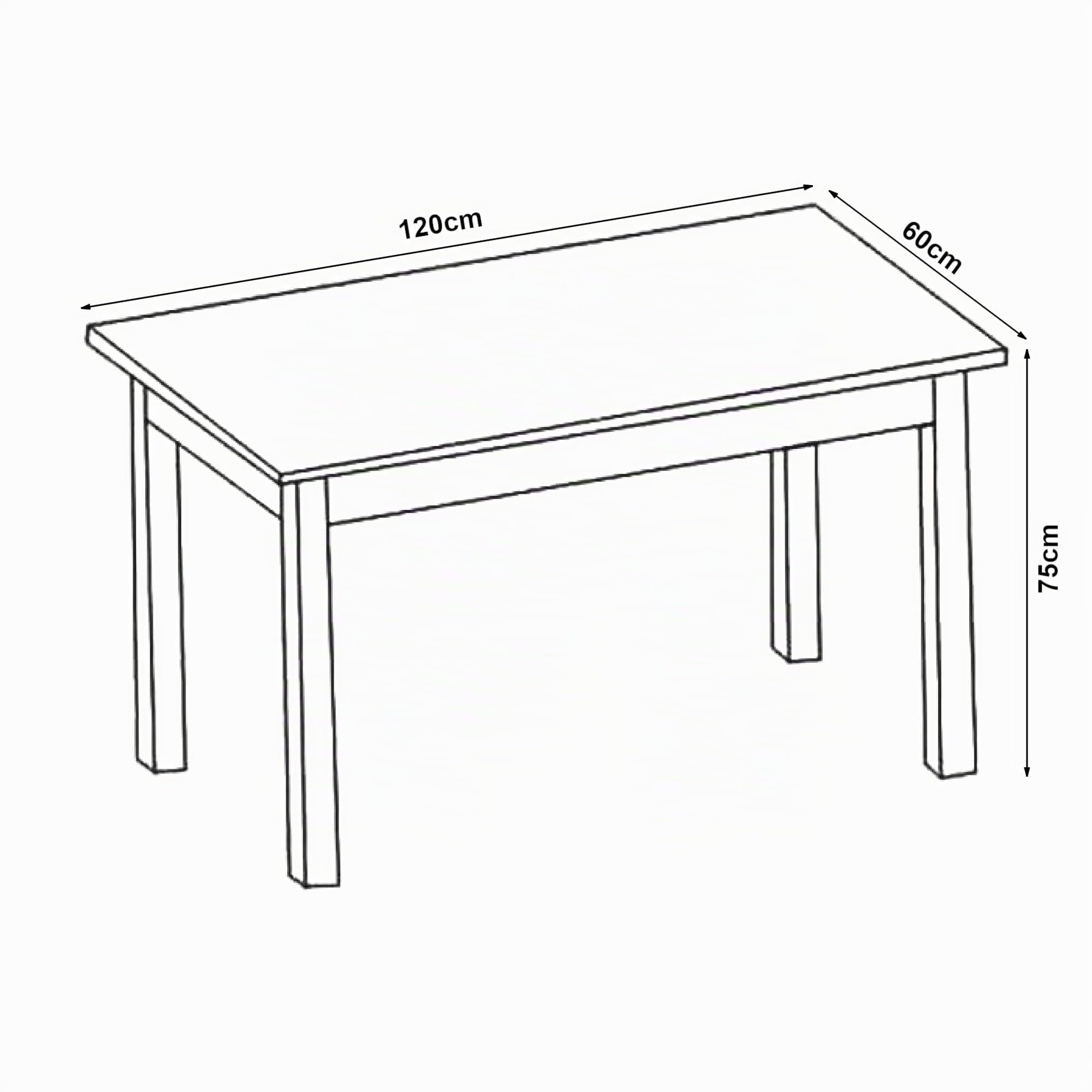 [en.casa] Table de Salle à Manger Table de Cuisine Bureau MDF Mélaminé Acier Revêtu par Poudre 120 cm x 60 cm x 75 cm Effet Noyer Noir