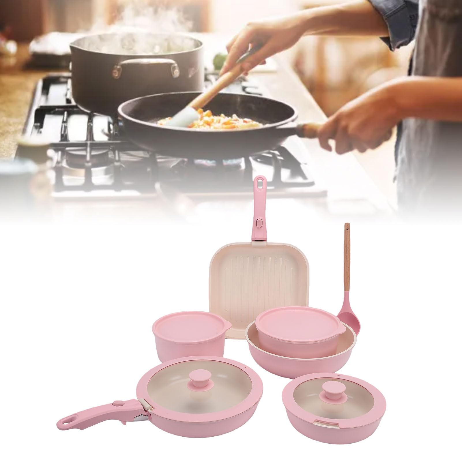 Set de Casseroles et Poêles avec Manche Amovible
