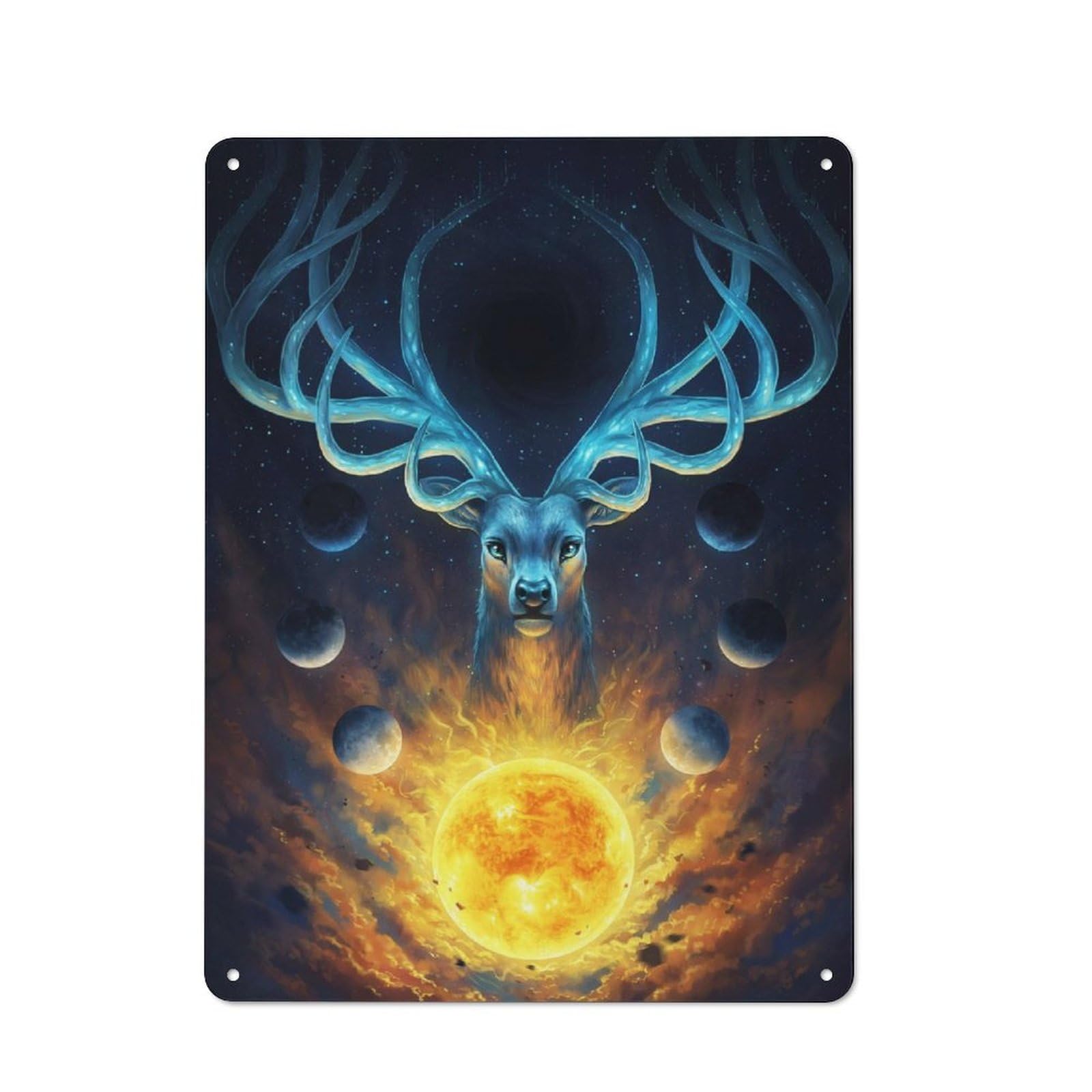 Junmoney Celestial Rustic Metal Sign 40X30cm Featuring For Living Room Wall, For Vintage Wall Decor Fans, For Metal Sign Collectors