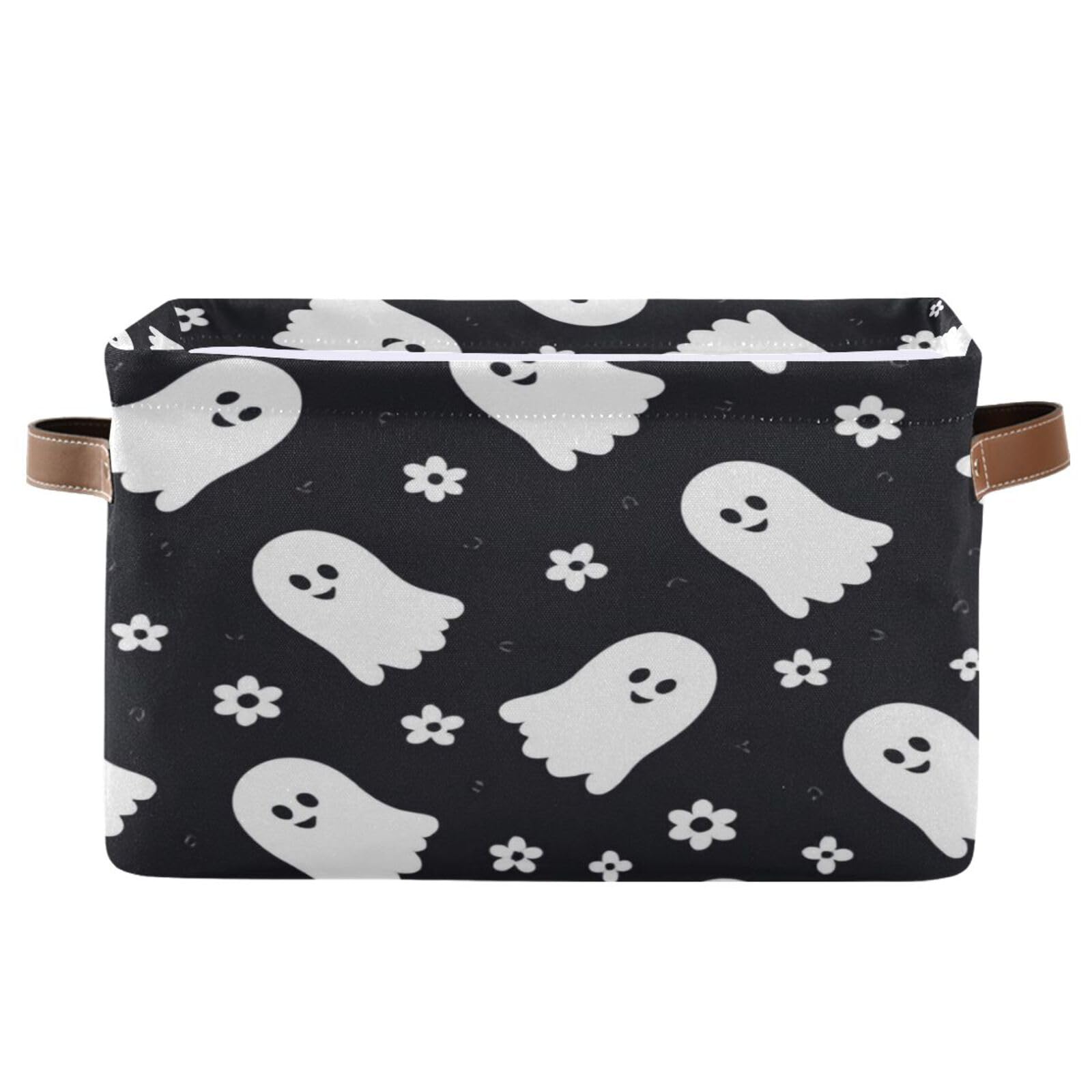 Ttgoth A 1 Pcs Storage Basket Halloween Boo Waterproof Foldable Canvas Storage Bin Laundry Basket Toy Clothes Organizer For Nursery Closet Shelf Office