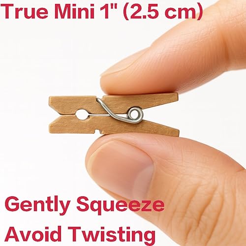 Miniatura 2 de LWR CRAFTS Mini pinzas de madera 15 colores 100 unidades por paquete 1 pulgada (2,5 cm) (Todo)