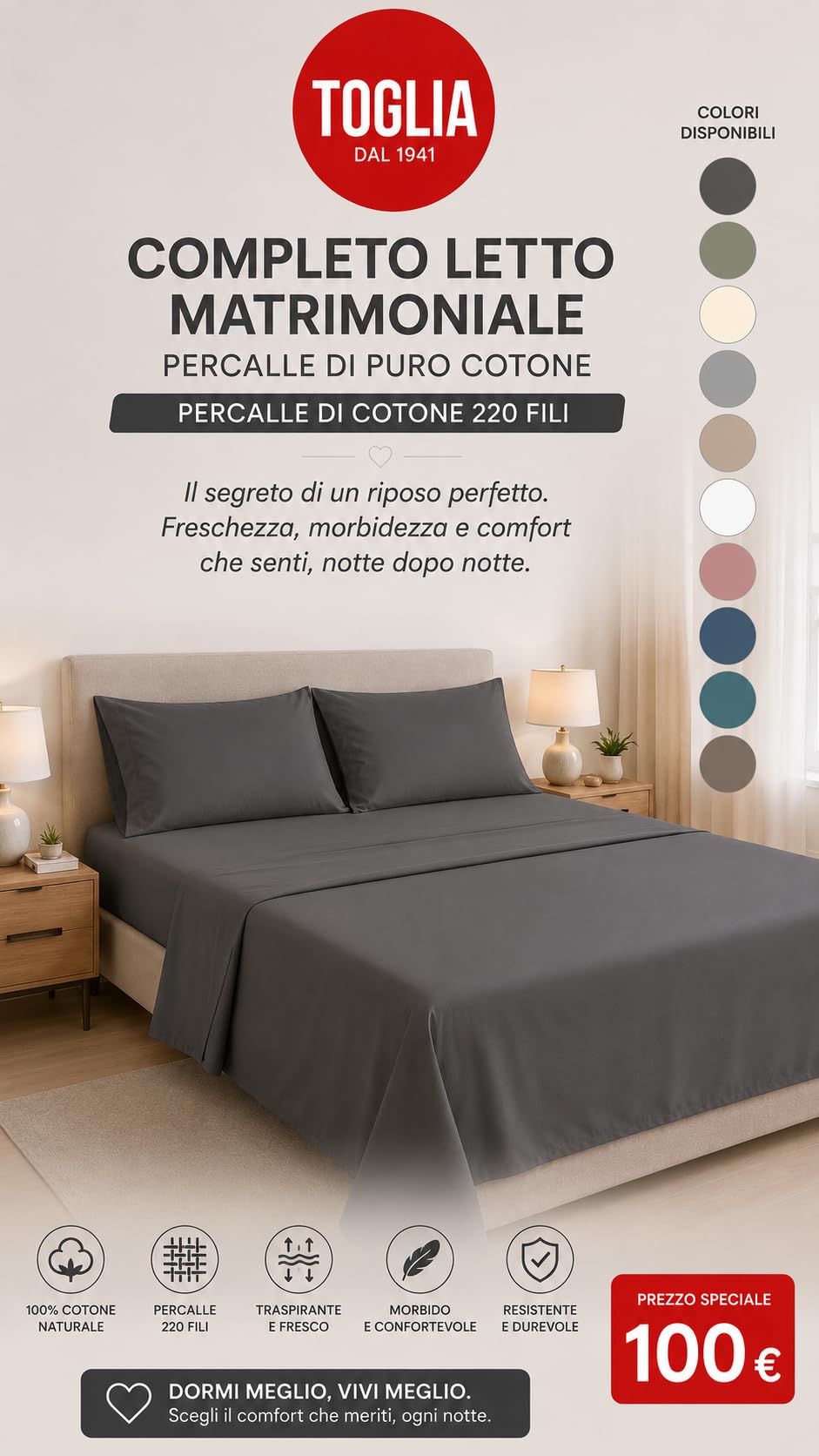 Zambaiti Komplet pościeli z czystej bawełny, 220 nici na dwuosobowe łóżko, prześcieradło wierzchnie 260 x 300 cm, pod gumką 180 x 200 + 27 cm, 2 poszewki na poduszki 52 x 82 cm - niebieski Avion
