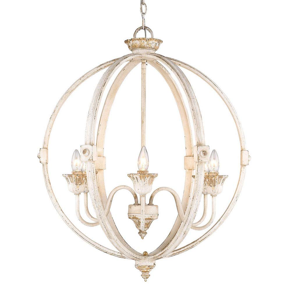 Golden Lighting 0892-6 AI Jules Chandelier, Antique Ivory- Chandeliers, Ceiling Light, Dining Room Chandelier, Ceiling Light Fixture, Chandeliers for dining room, Dining Room Light Fixture