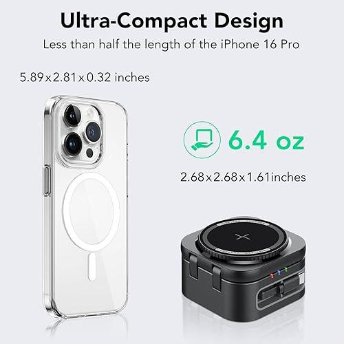 Miniatura 4 de Estación de carga 3 en 1 de carga rápida, cargador inalámbrico plegable magnético, compatible con iPhone 17 16 15 14 13 12 Pro Max, Apple Watch,