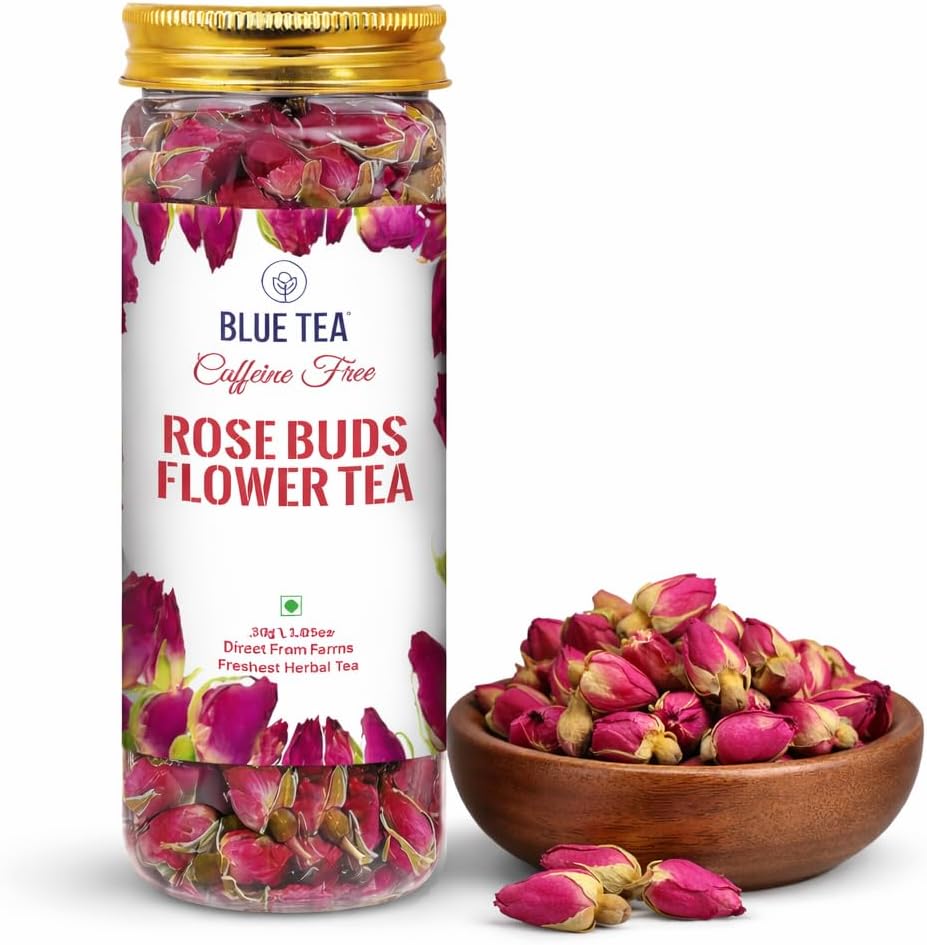 Rose Buds Herbal Tea - 1.06 Ounce | Grade A | DETOX TEA | Caffeine Free Herbal Tea - Vegan - GMO-Free - Food Grade Pet Jar |