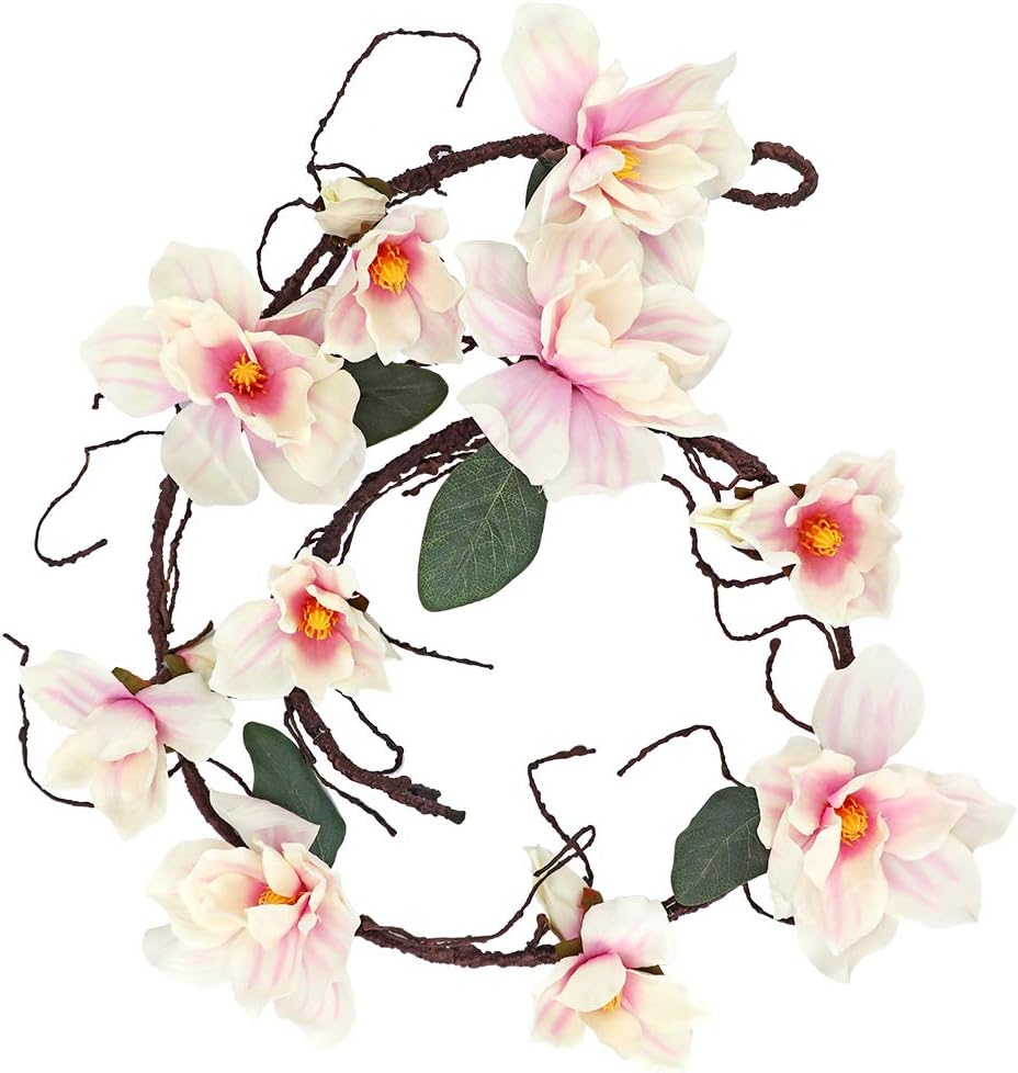 LSME Artificial Magnolia Garland Wall Hanging Garland Wedding Decoration Pink