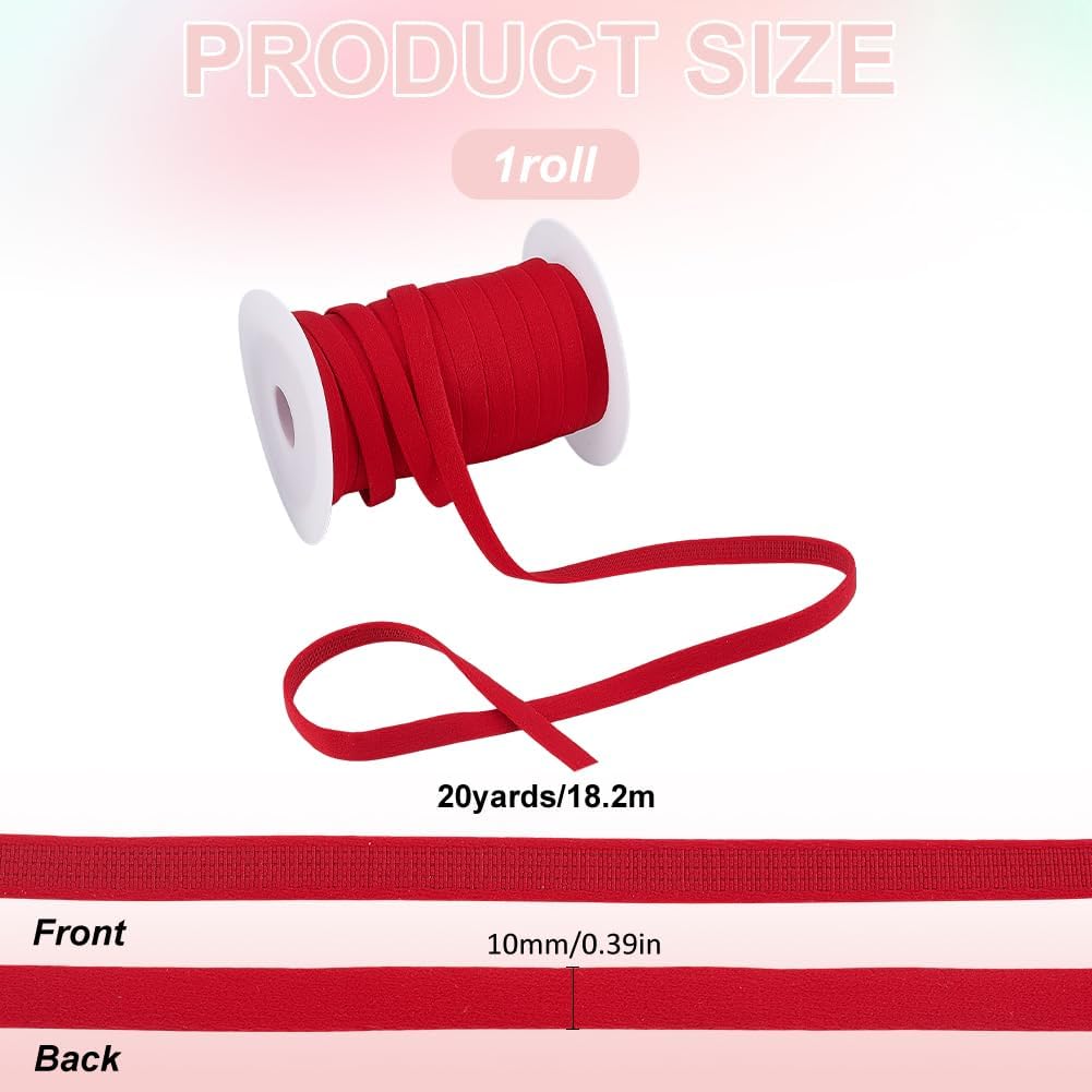 MAYJOYDIY 20Yards Red Corset Boning Casing 0.4Inch Nylon Plush Boning for Sewing Underwire Replacement Cover Band Ribbon Casing for Accessories DIY Wedding Handmade Clothing