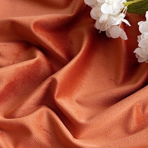 Image of MIULEE Fall Burnt Orange Velvet Blackout Curtains Pinch Pleat 52 inch Wx84 L | 2 Panels,Luxury,Thermal Insulated,Soft Fabric,Terracotta Rust Decor,Back Tab,for Bedroom Living Room