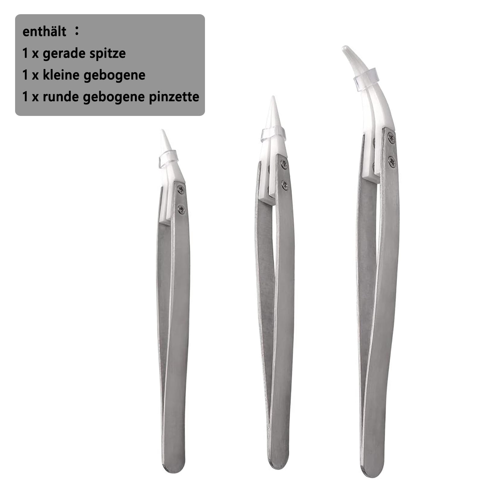 3 pinzette in ceramica in acciaio inox, professionali, set di pinzette per il computer, riparazioni elettroniche, gioielli, lavori di precisione