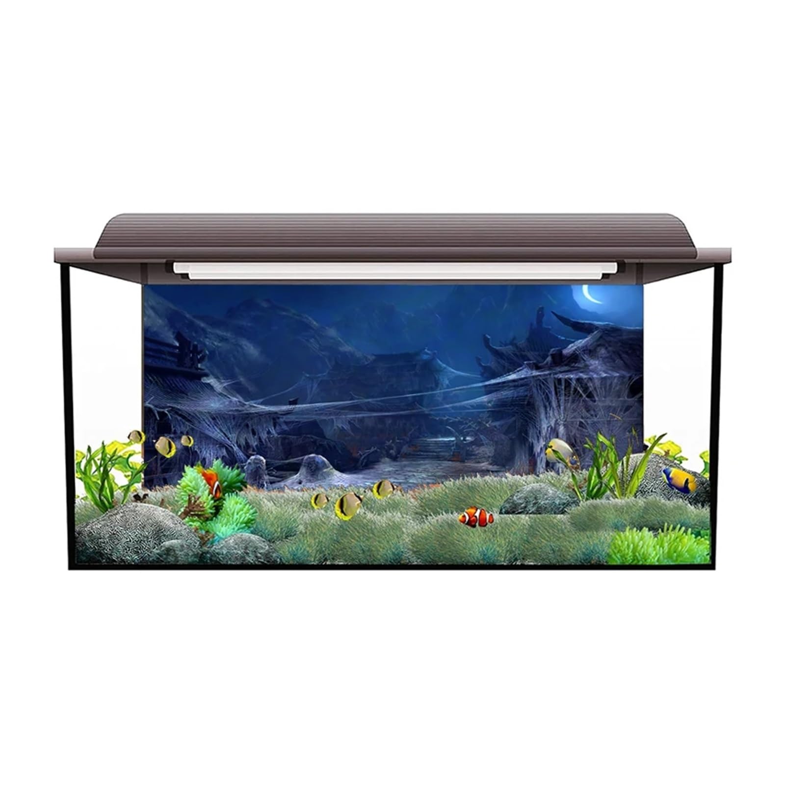 Fondo de Pecera Pegatina de Fondo for Acuario, póster Pueblo, decoración pecera, Papel Tapiz Autoadhesivo(50x100cm)