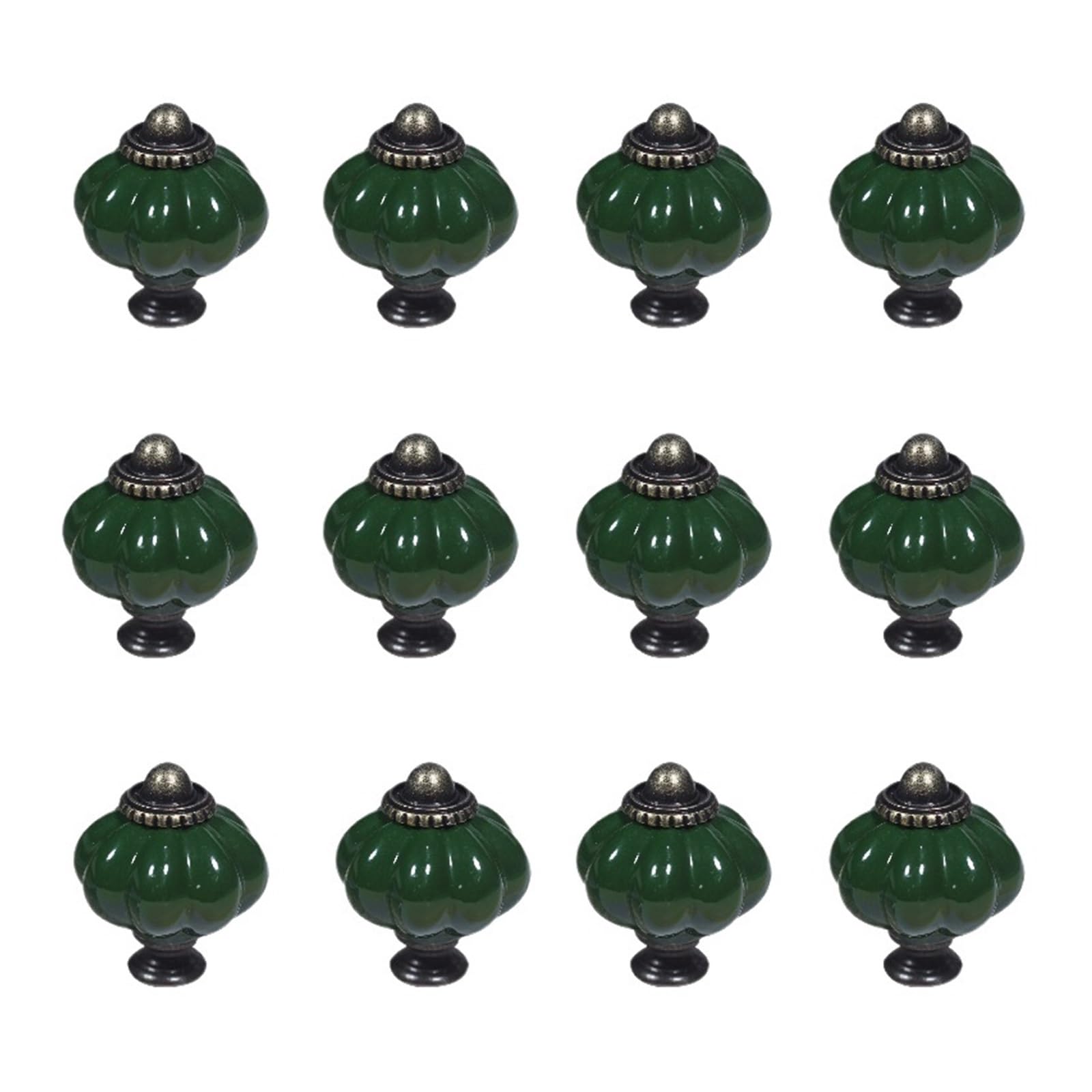 KLdcfhDR 3/6/12pcs Polished Metal Dark Green Ceramic Cabinet Dresser Knobs Set with Hardware(Dark Green-12PCS)