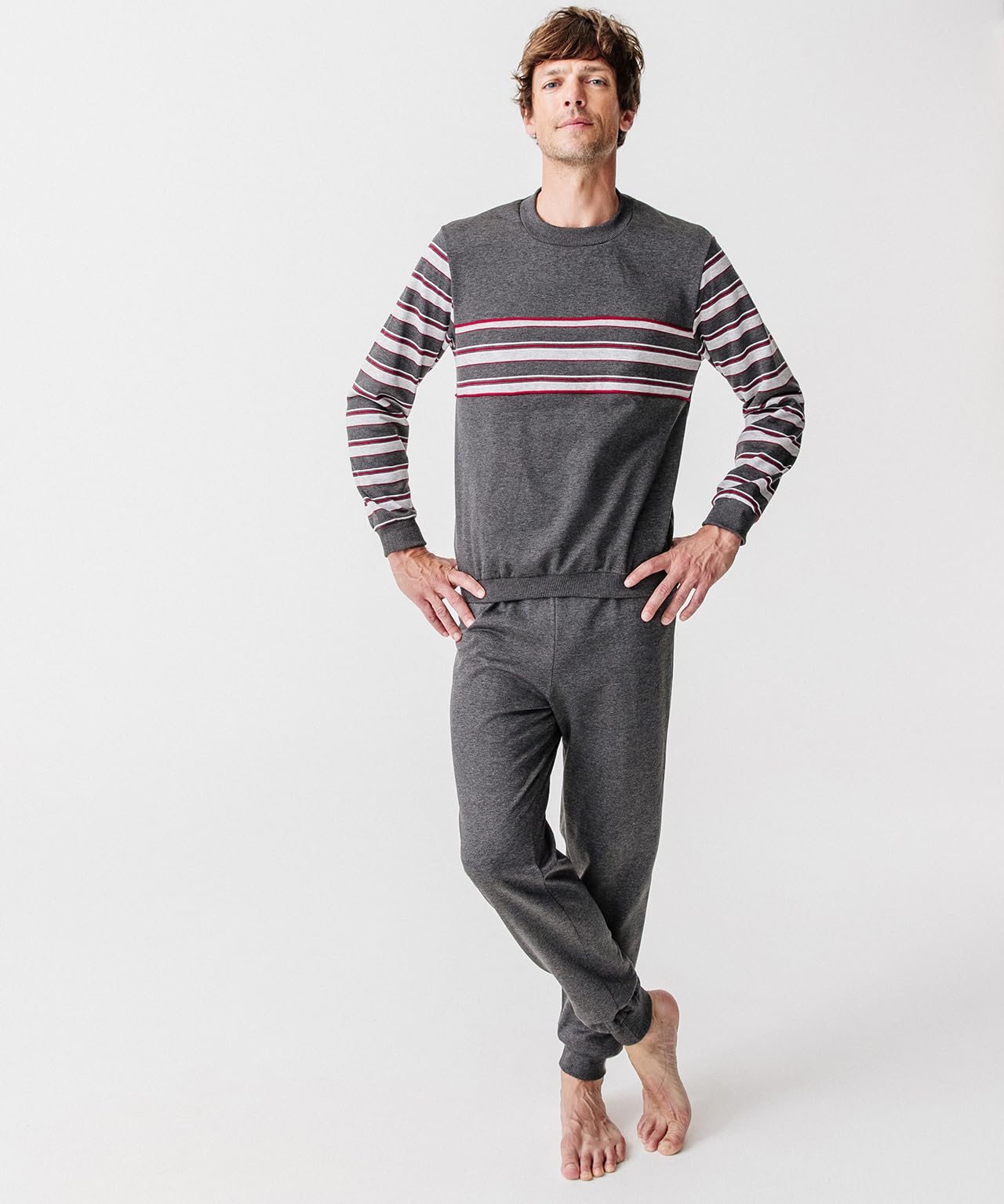 Damart - Ensemble de Pyjama pour Homme - Molleton Thermolactyl, Manches Longues - Chaud, Doux et Confortable