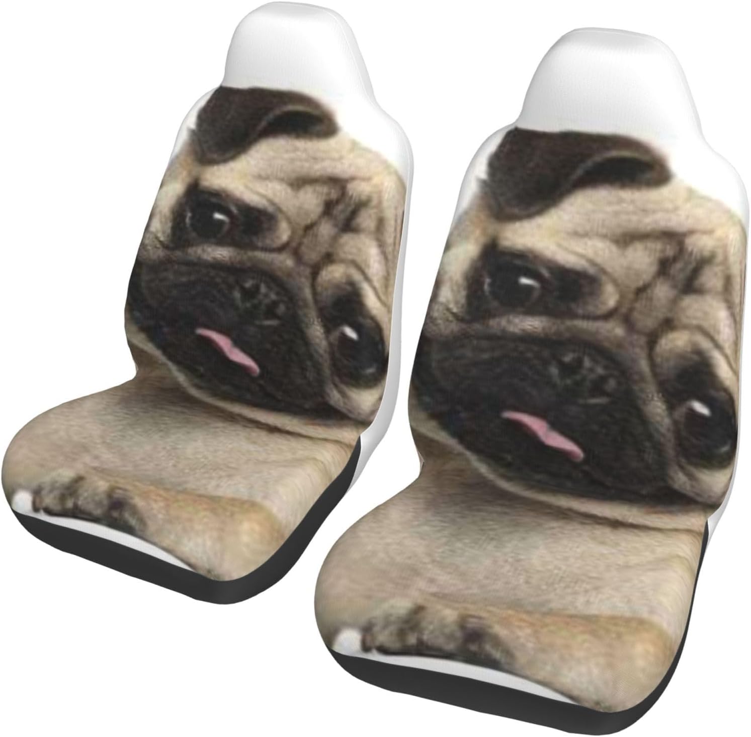 Pug Months Old Lying Against Car Seat Covers 2-Pack - Fit for Sedans, Trucks, Suvs, Automotive Seat Protectors with Reinforced Stitching
