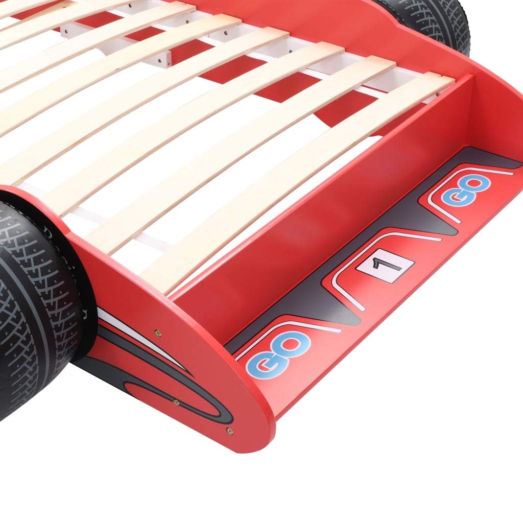 vidaXL Kinderbett mit Lattenrost Bett Autobett Jugendbett Babybett Spielbett Einzelbett Schlafzimmer Kinderzimmer Kindermöbel Rennwagen Design 90x200cm Rot