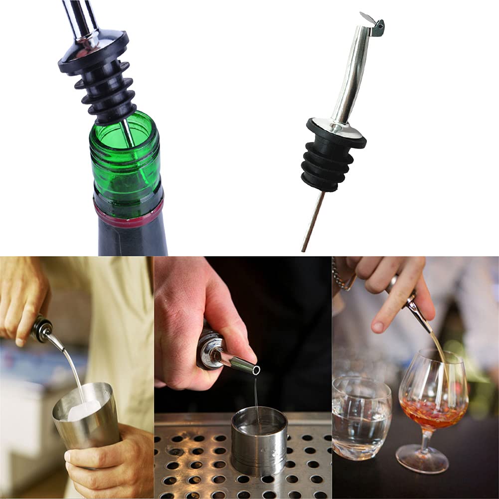 Zhioudz - 10 Versatori Per Bottiglie In Acciaio Inox Con Patta E Beccuccio Lungo - Per Vino, Liquori, Sciroppi