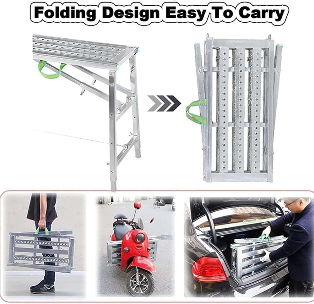 Multipurpose Work Platform, Folding Tower Ladder Stool Work Bench with Non-Slip Feet, Scaffolding Equipment for Washing Vehicles Cleaning Painting Decorating(Size:140cm/55.1in)